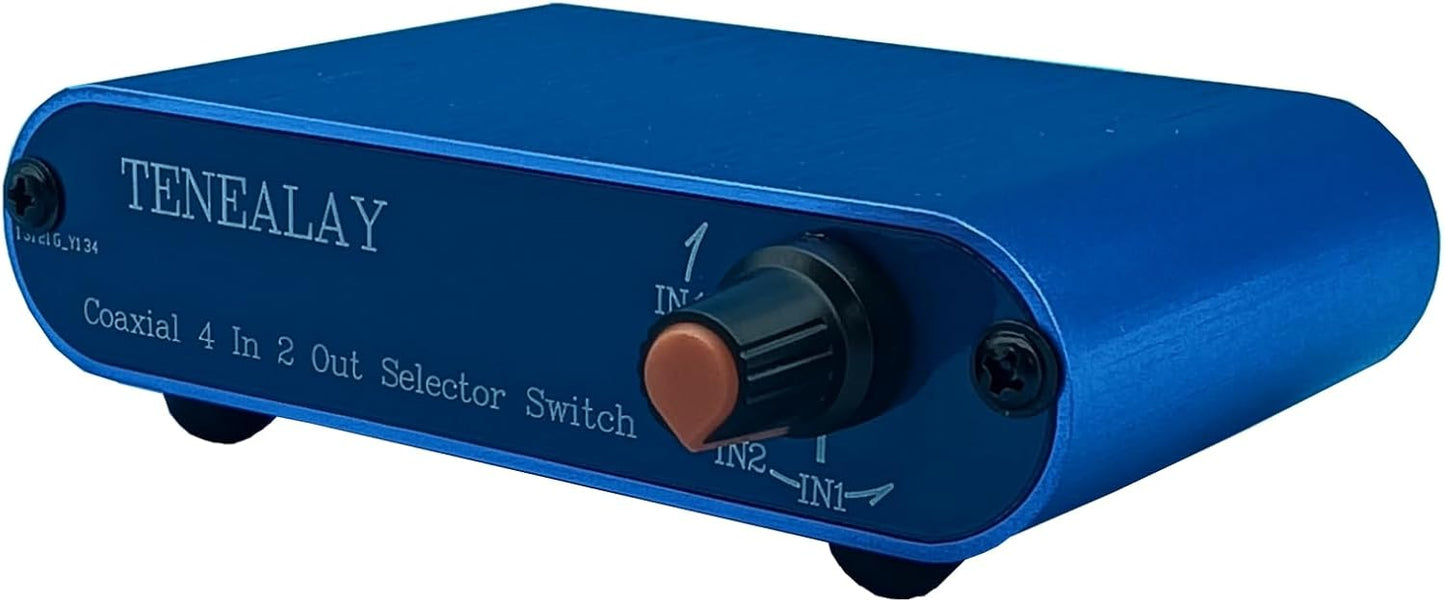 MUSYSHOW 4x2 4 2 SPDIF Coaxial Audio Switch Box - Input Output Digital Coaxial Signal Switcher Selector for Home