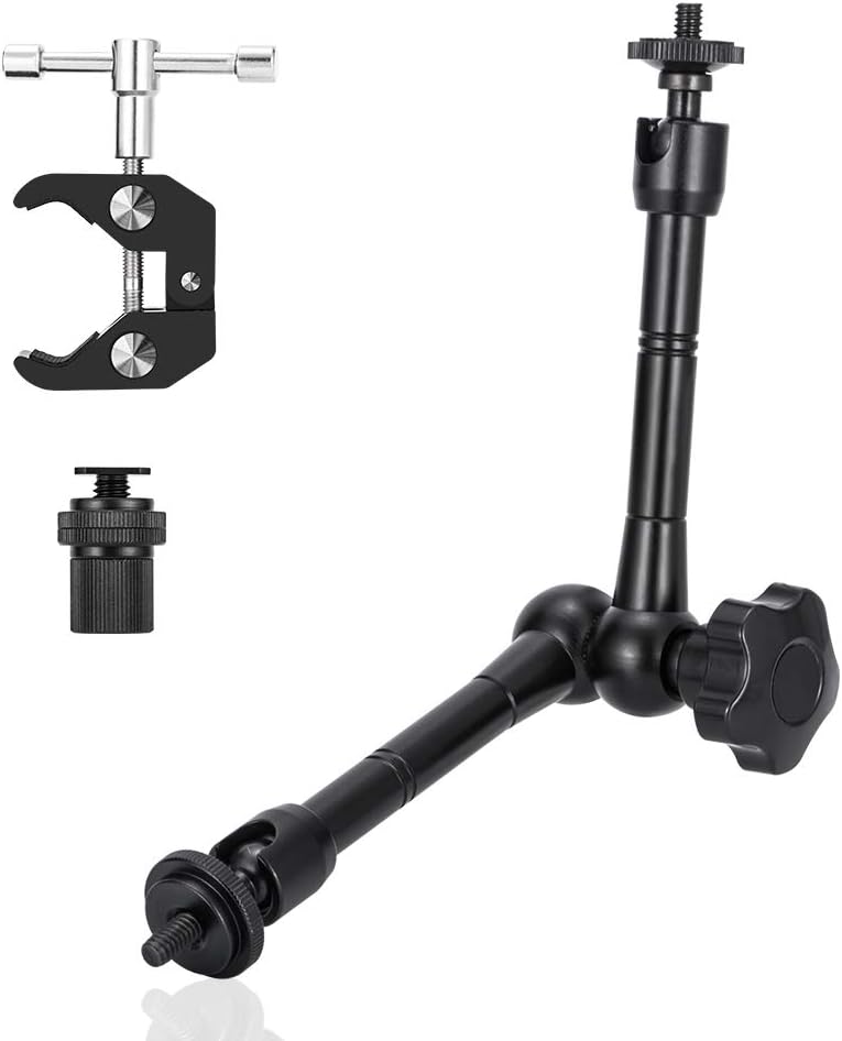 KAGYOKU 11" Articulating Magic Friction Arm with Large Super Crab Clamp Mount Clip Pliers for DSLR Camera Monitor LED