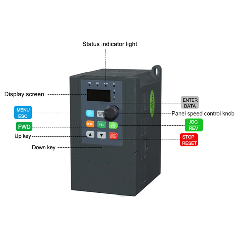 ATO 1hp VFD, VFD 220V Input 220V 3 Phase Output, 220-240V Single Phase to 3 Phase VFD Variable Frequency Drive for 3-Phase AC Motor Speed Controls(1hp 0.75kW 4.7A)