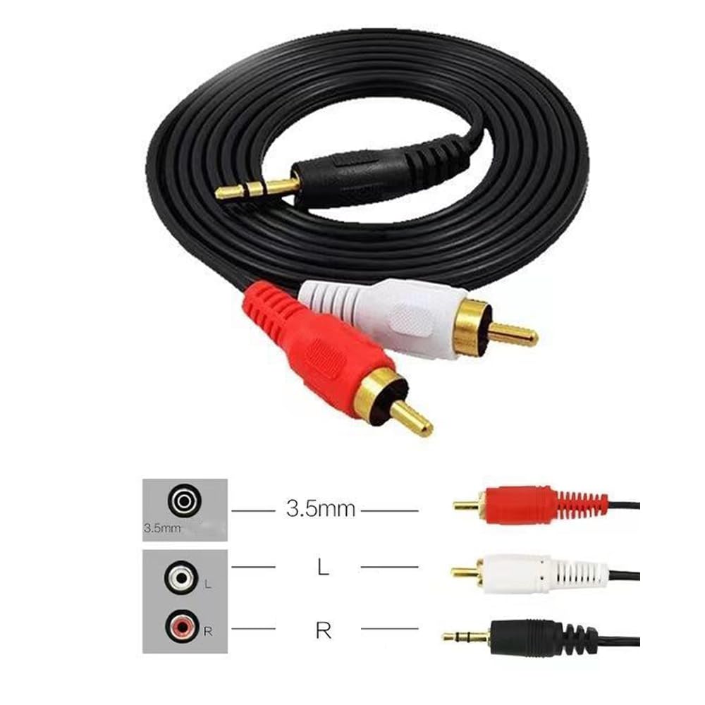 ThtRht 2 Pack 1/8'' 3.5mm 2 Mp3 1.5 Audio Cable TRS Male to RCA Male Stereo Sound Cord for Computer Phone Port