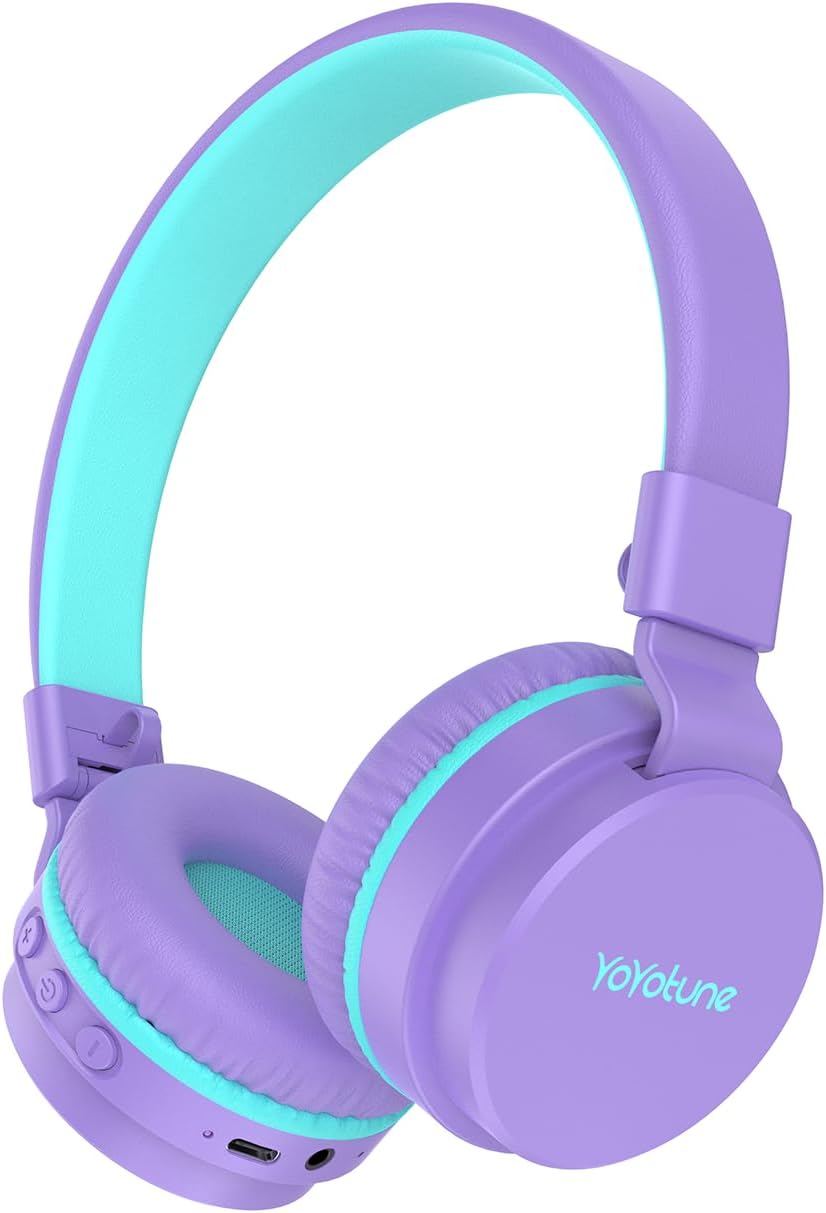 YOYOTUNE Wireless,85/94dB Volume,40H 5.3,Over Kids Bluetooth Headphones,Lightweight Kids Headphones Safe Playtime,Fast