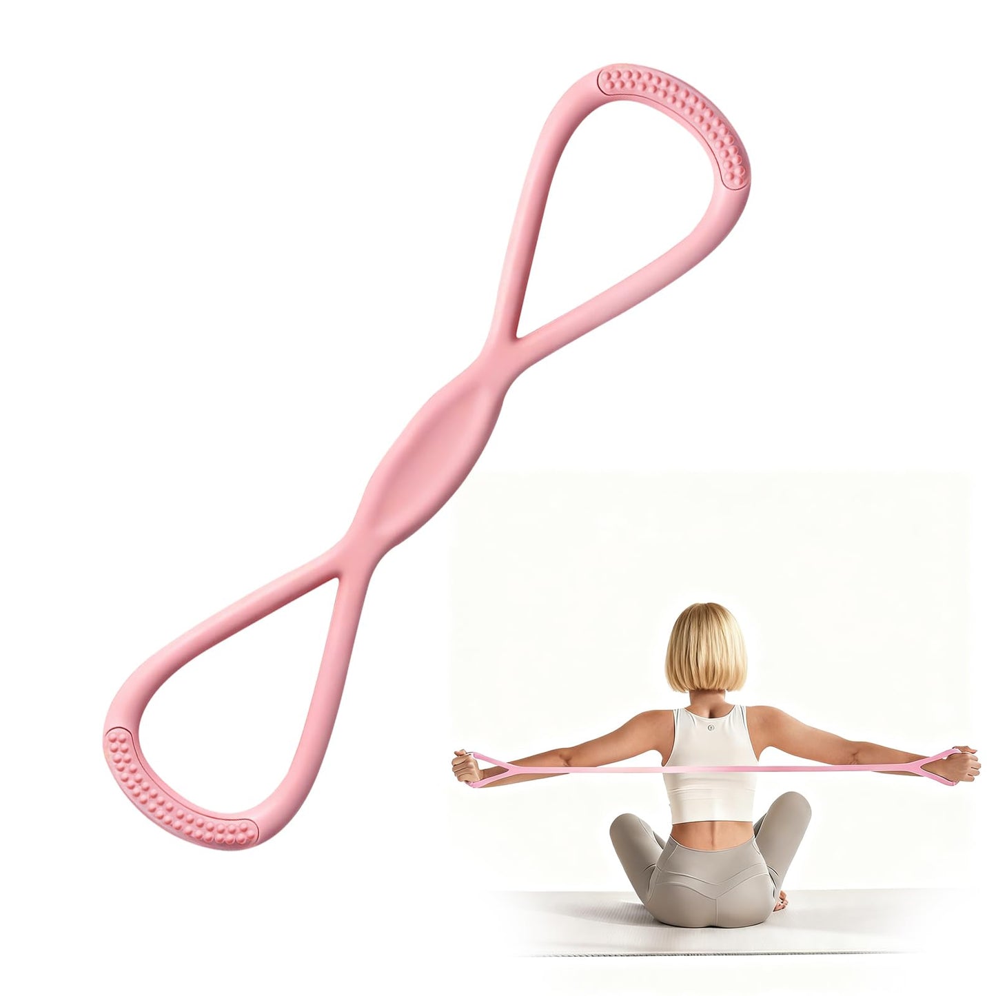 Figure 8 Resistance Band (25 lbs Resistance Level), Exercise Bands with Handles for Women & Men, Full Body Workout Bands for Arms, Back, Shoulders, and Legs, Portable Fitness Gift for Home Gym