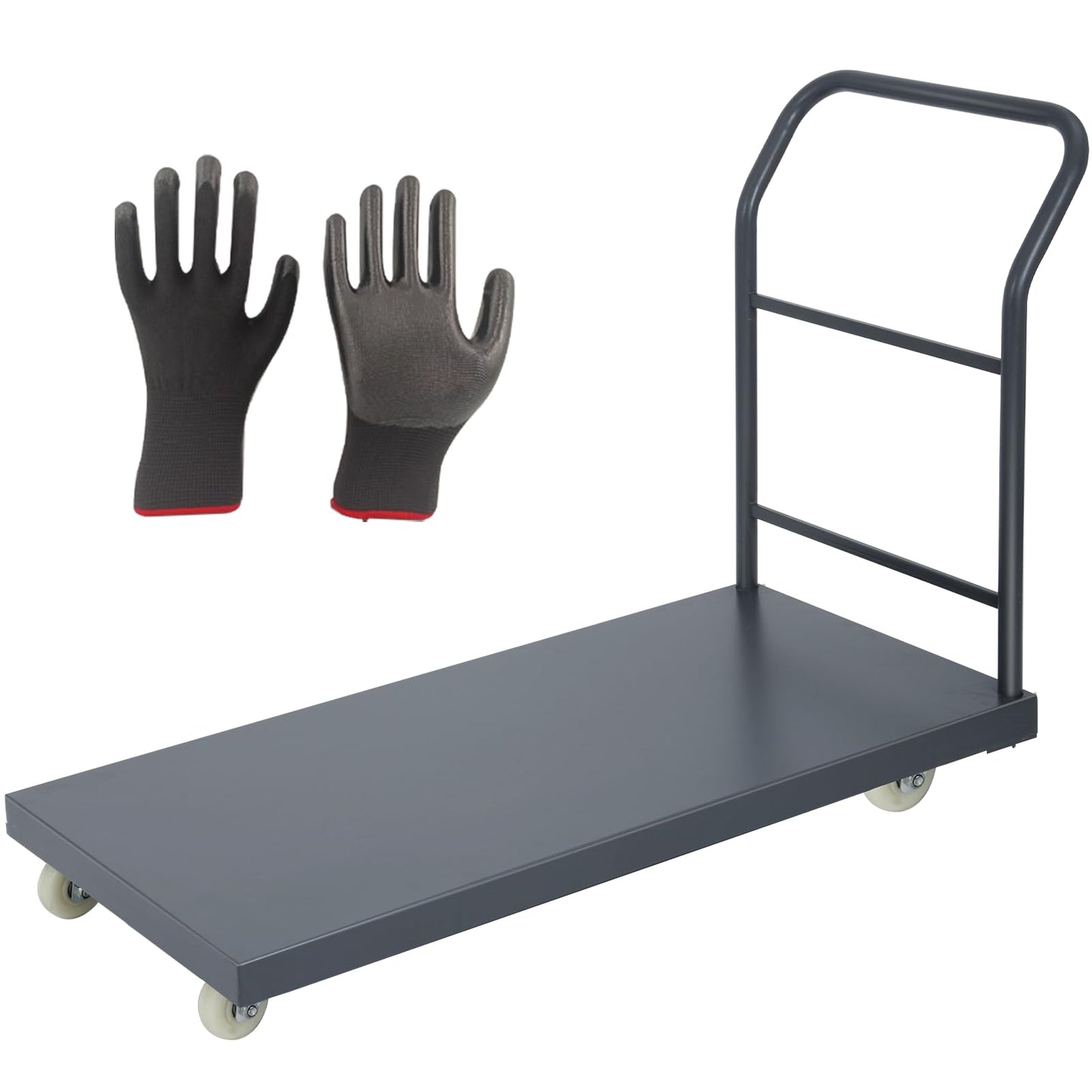 Heavy Duty Flatbed Cart 48"x24" Platform Truck with 4 Swivel Wheels, 2000 lbs Capacity Steel Hand Truck, Industrial Utility Push Cart for Warehouse Garage and Moving