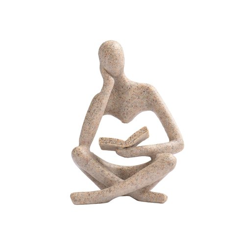 LXX1 Thinker Statue Gifts for Readers Book Lovers Women, Reading Man Figurine Bookshelf Decor Aesthetic Neutral Sculptures Home Decor for Shelves,Desk, Shelf, Coffee Table for Living Room Office