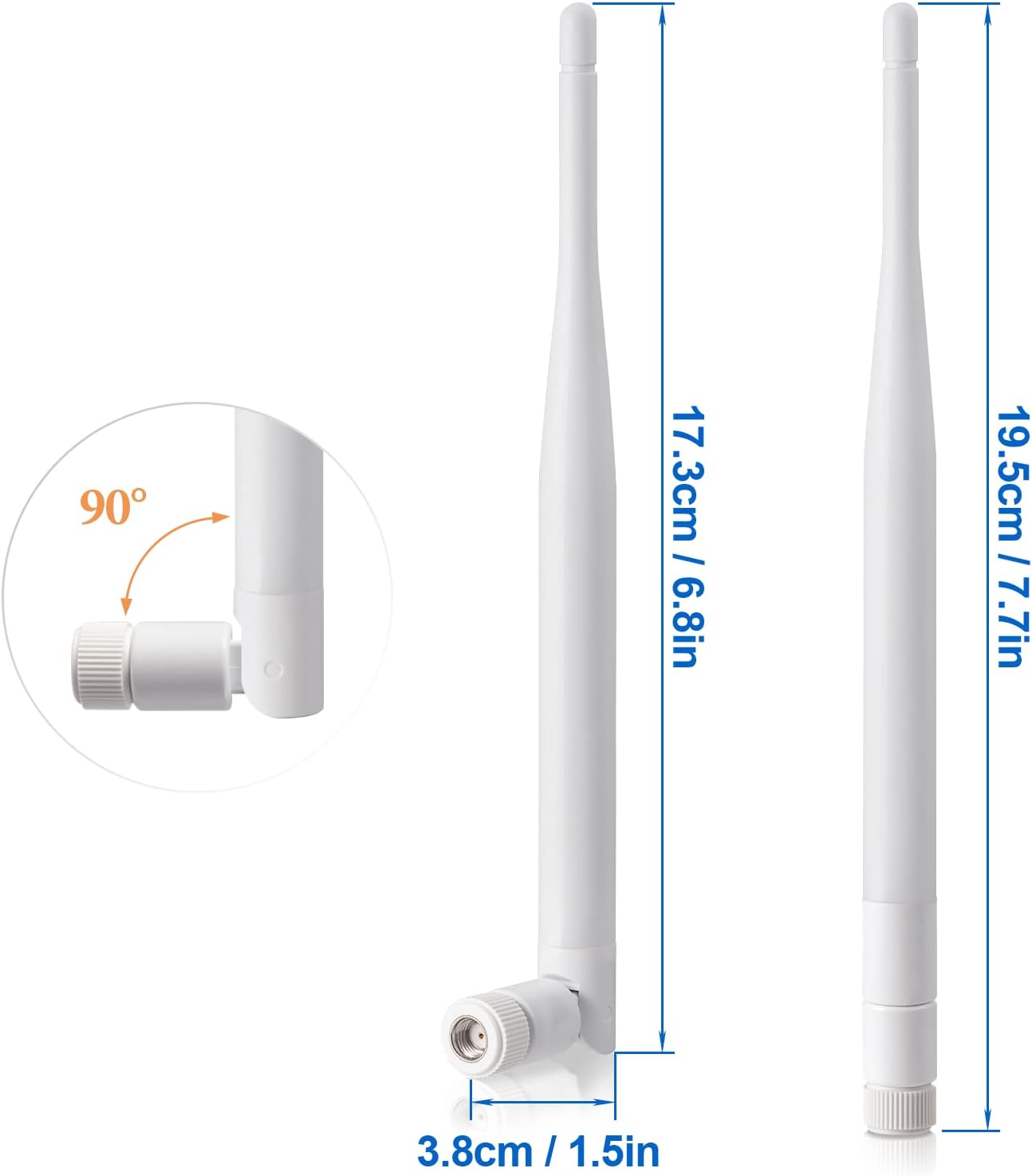 Eightwood 2.4GHz 5GHz 6dBi 2-Pack WiFi Antenna for Security Camera Surveillance DVR Recorder WiFi Router, RP-SMA