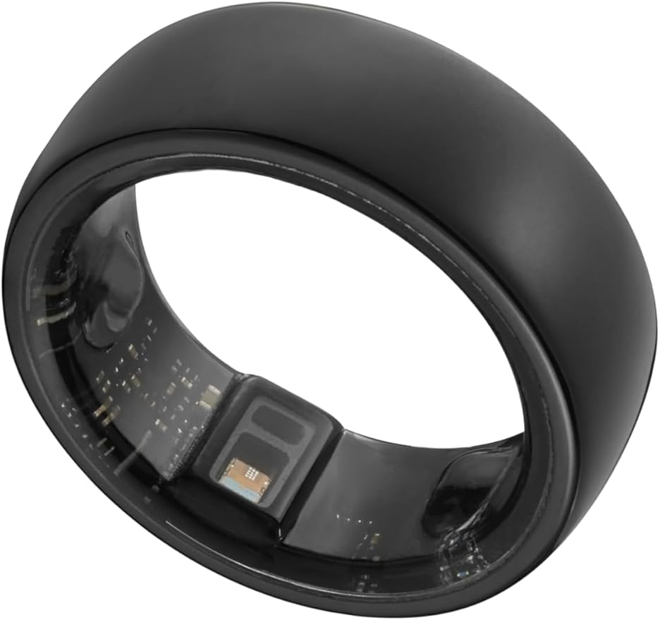 Smart Ring, Activity Trackers, Sleep Ring, Fitness Tracking, Stress Tracker, Heart Rate, Meditation, Temperature, Respiratory, No App Subscription, Women, Men, iOS, Android (Black, 7)