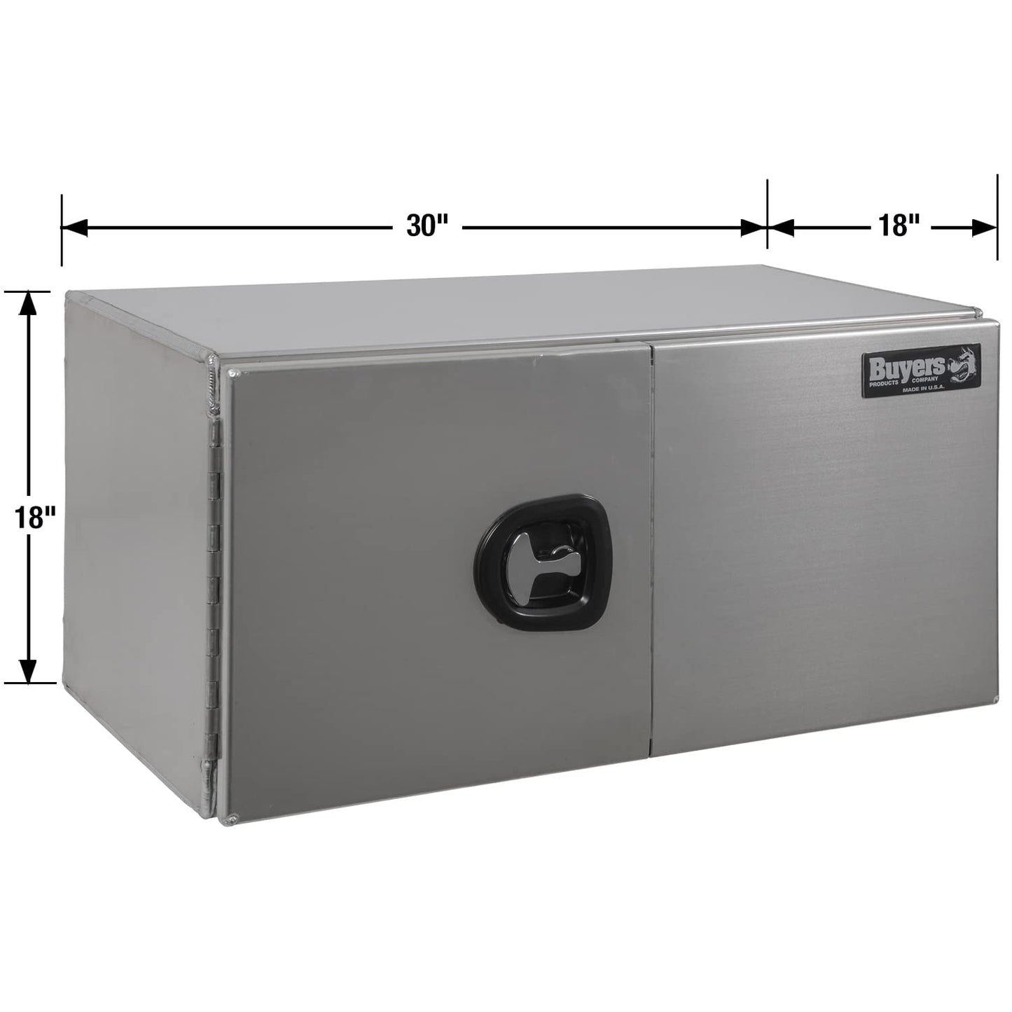 Buyers Products 1705303 Underbody Truck Tool Box with Barn Doors, 18 x 18 x 30 Inch, Made in USA, Smooth .100 in Aluminum, Weather-Resistant, 3 Point Locking, for Flatbeds, Trailers & Work Trucks