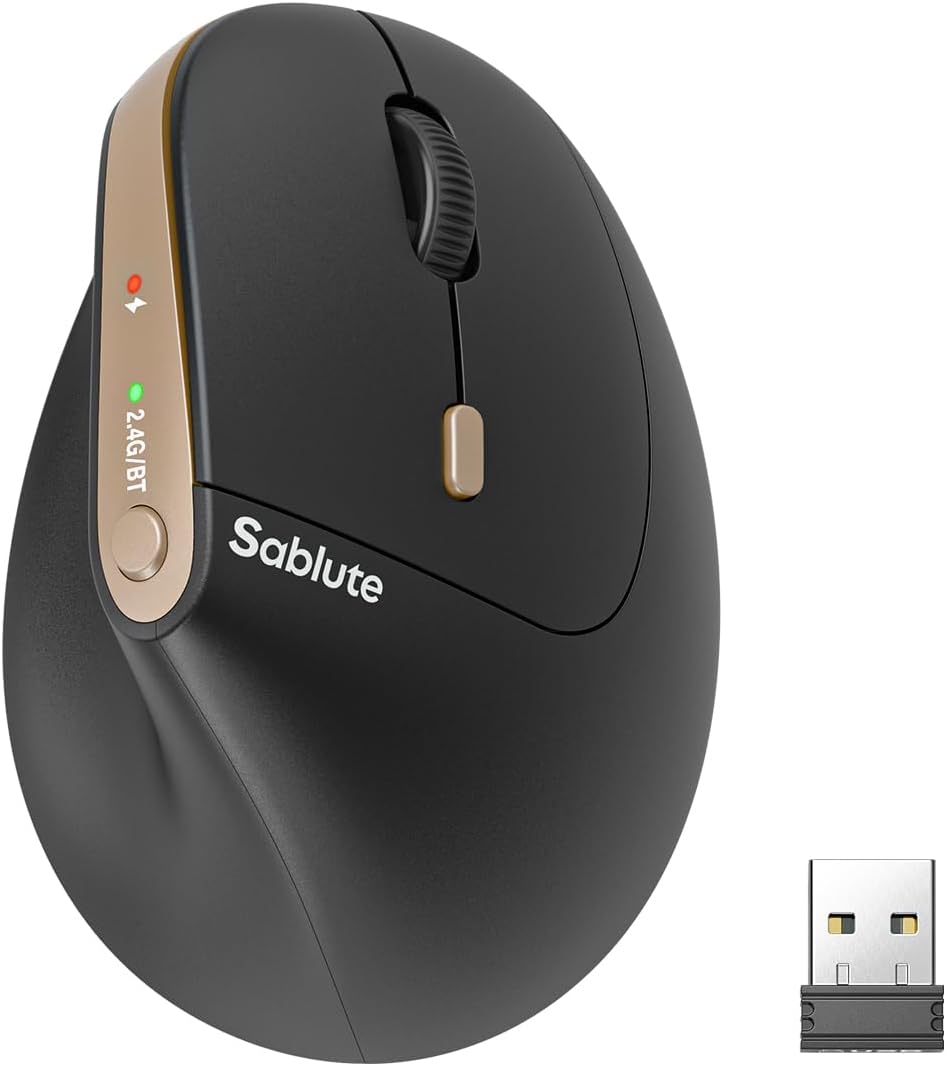 SABLUTE MAM3 4 Ergonomic Mouse, Bluetooth Mouse for Small/Medium Hands,Dual-Device Connectivity for Computer/Laptop