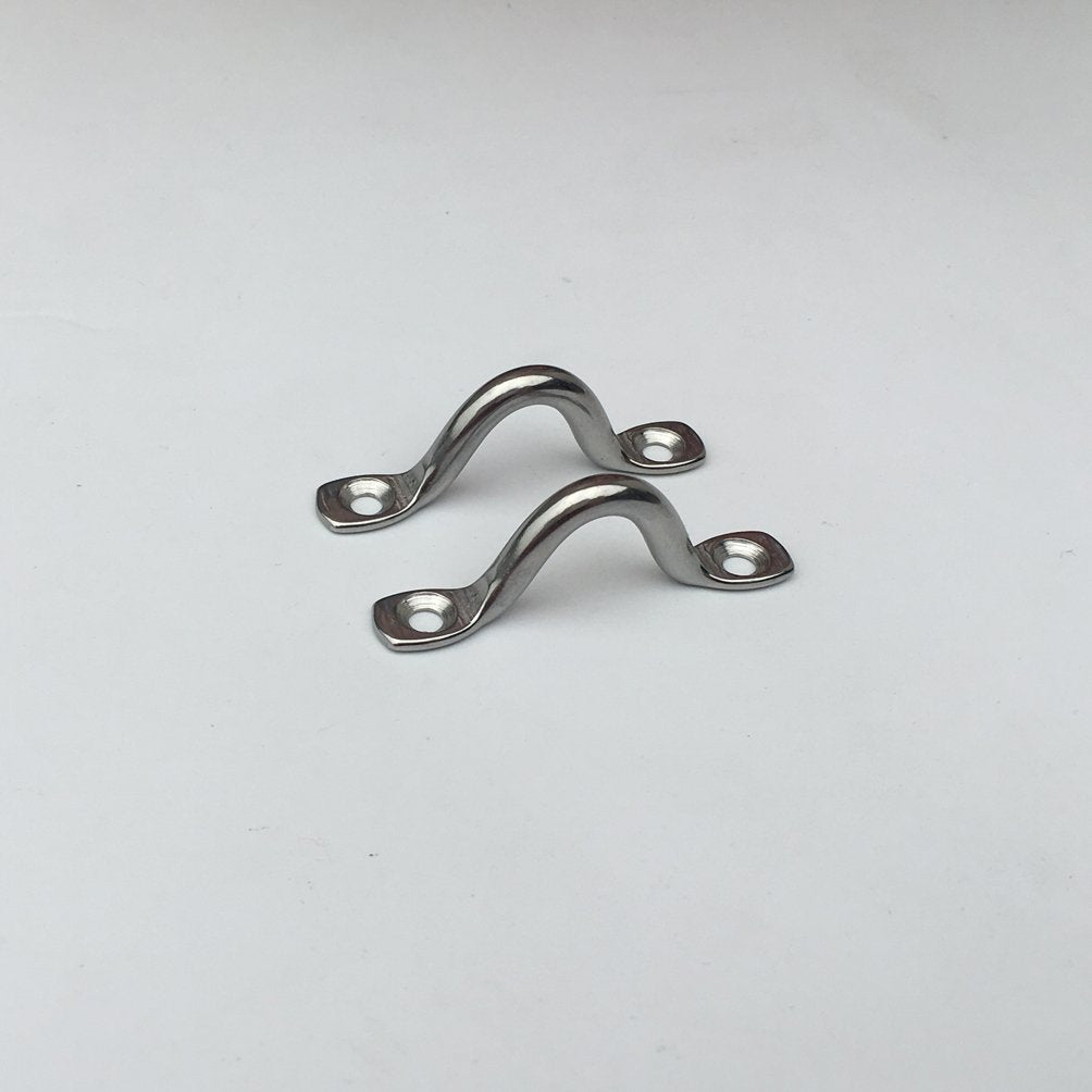 Vtete 8 Pcs Stainless Steel 3/8" Pad Eye Straps for Bimini Boat Top with 16 Pcs Screws, Kayak Deck Loops Tie Down