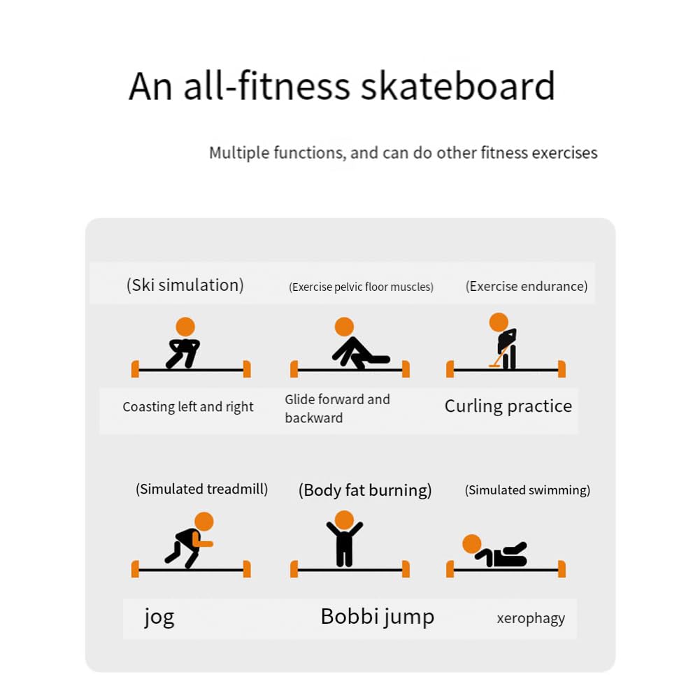Bloepum Yoga Sliding Mat Sports Fitness Glide Plate Core Exercise Running Skating Leg Training Board Gym Equipment Easy Install Easy to Use Black 140cm