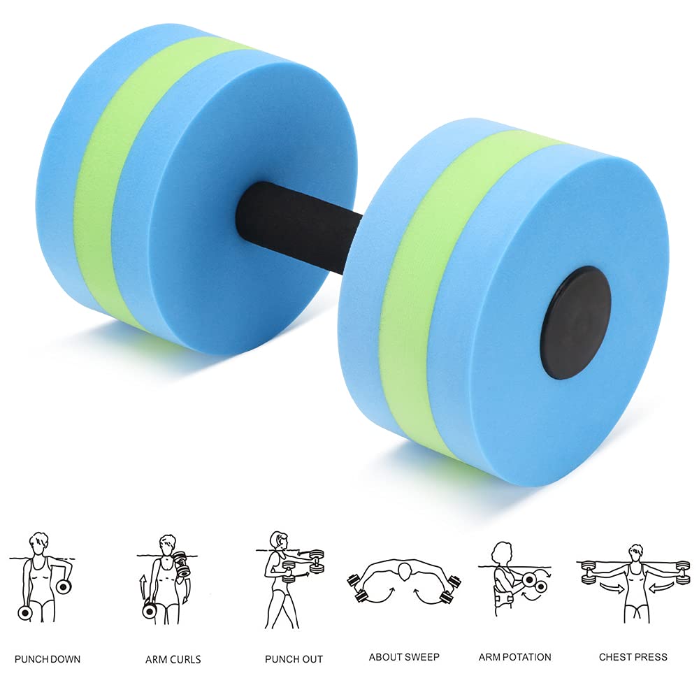 OSMOFUZE Aquatic Dumbbells, Water Dumbbell 2PCS Water Aerobic Exercise Foam Dumbbells Pool Resistance Water Fitness Equipment for Weight Loss