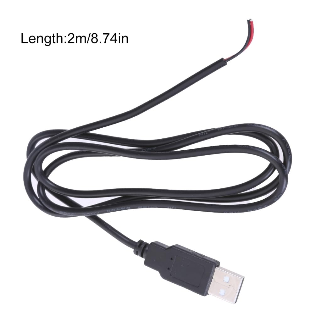 generic 22AWG 2 USB Open End Cable Power Supply Cable for Light Fan Driving Recorder USB Male Pin Bare Wire Charging