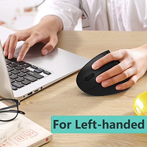 Lekvey 2.4 Left Handed Mouse, Wireless GHz USB Lefty Left Hand Ergonomic Vertical Mouse, Less Noise - Black