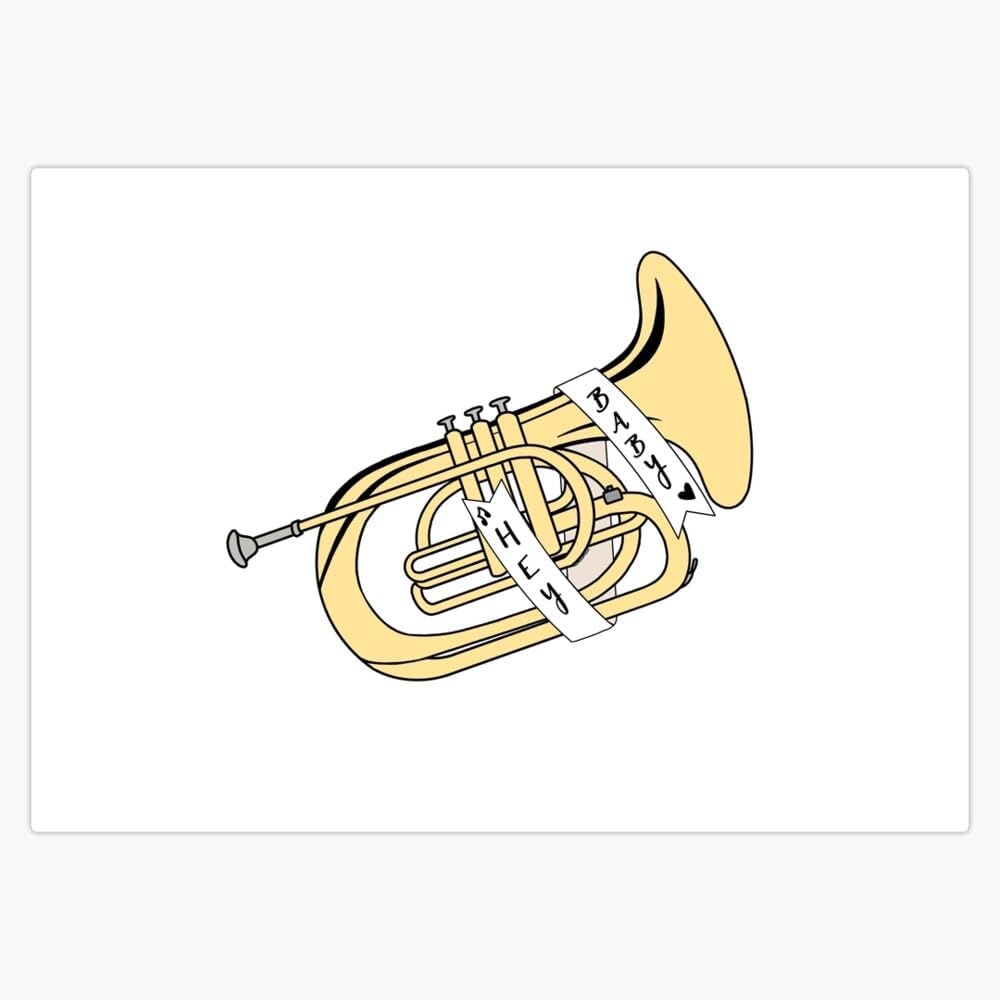 Leyland Designs 5" Mellophone Hey Baby Bumper Sticker Window Water Bottle Decal