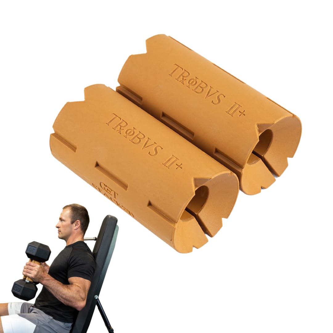 Tribus Grips Prime Thick Grips (2.44" diameter) for Barbells & Dumbbells (One pair) - Arm & Forearm Muscle Gains, Ergonomic, Durable, Non-Slip Rubber Grip