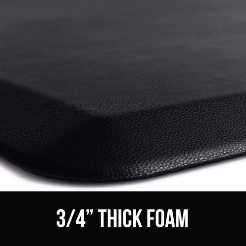 GORILLA GRIP Comfortable Cushioned Kitchen Mats for Floor, 48x20, Waterproof and Stain Resistant Soft Top, 3/4 Inch Thick Ergonomic Standing Desk Anti Fatigue Mat, Foam Supports Ankles and Feet, Black