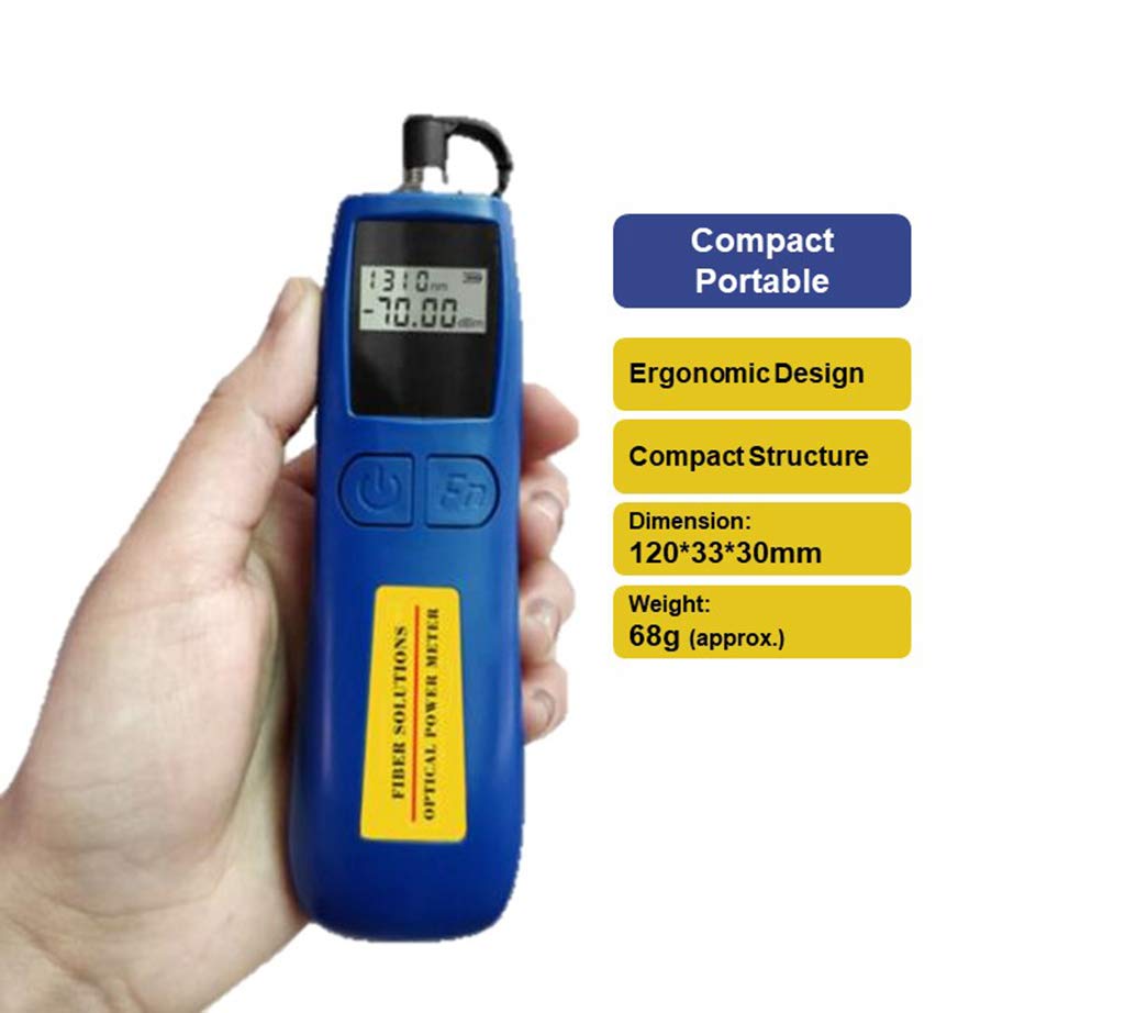 QIIRUN TL537 Optical Power Meter — Fiber Light Meter -70~+10 dBm with 6 Calibrated Wavelengths, FC/SC/ST Universal Interface, 68g Lightweight Fiber Optic Tester for FTTH Splicing & Maintenance