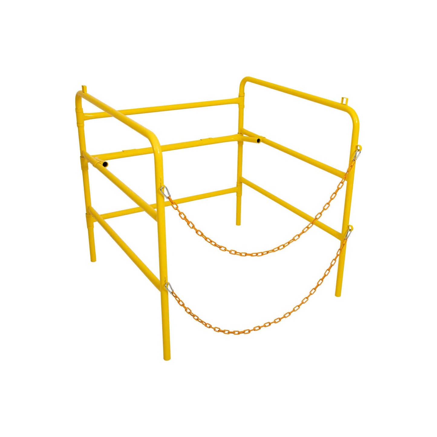 Reykilor Steel Manhole Guard Rail, Portable Foldable Manhole Guardrail with Two Hooking Chains and Loops for Confined Spaces, Tanks, Vessels, Transformers, Sewers (Yellow, 33" x 33" x 33")