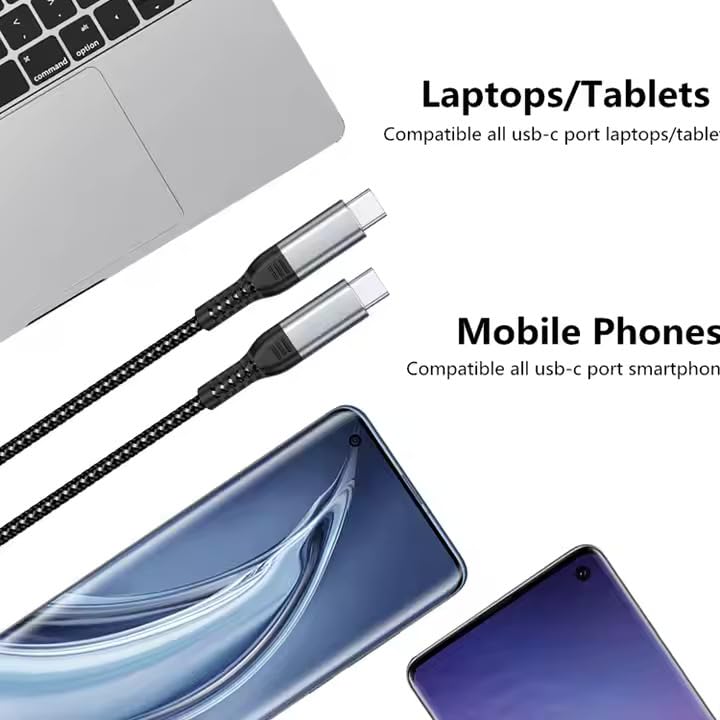 Generic 60W 3A 480Mbps 15, 3.3 (1 B&B Solutions USB-C to USB-C Fast Charger Cable, Speed for Apple iPhone iPad, Samsung