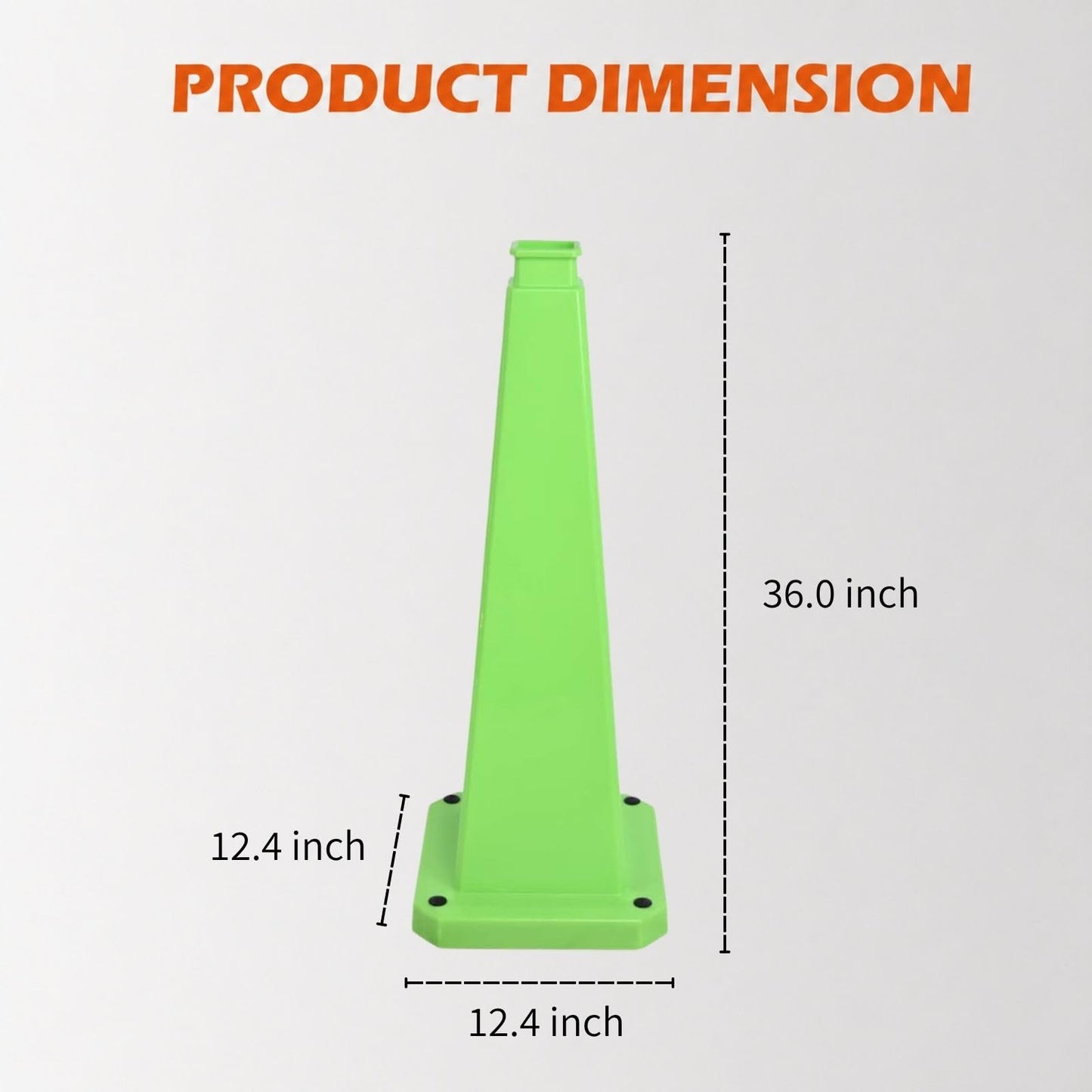 OranclUS 3 Pack 36 Inch 4-Sided Safety Cone, “Revised Parking” Green Message Cone, Extra Tall High Visibility Durable PVC Stackable Traffic Cones (3, Green-Revised Parking, 36inch Printed)