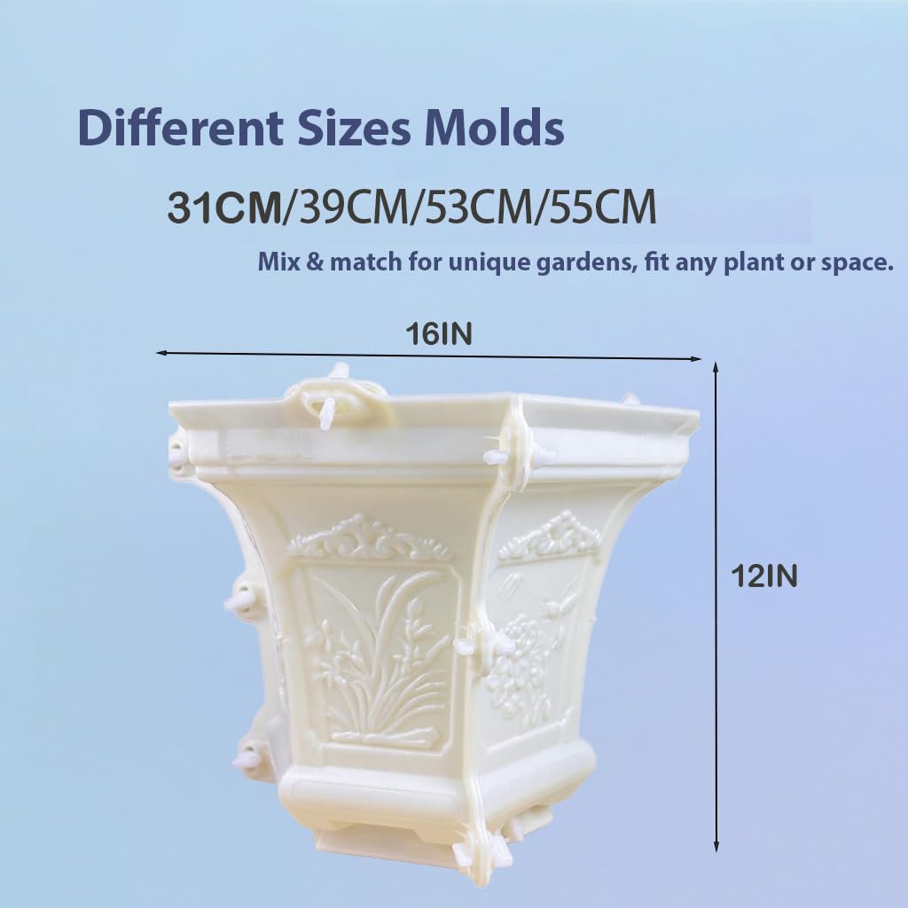 DIYUNIMOULD Hexagonal Cement Flower Pot Molds, Reusable Concrete Planter Molds for Large Planters, Garden Outdoor Decor (31 CM)