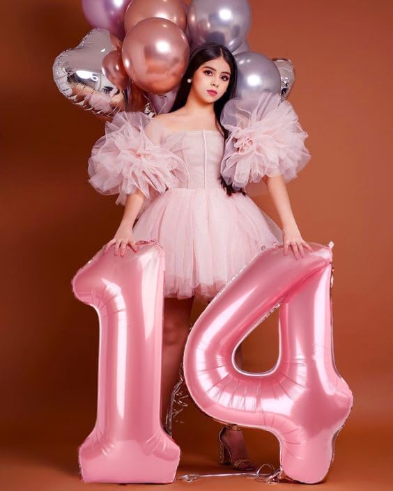Number Balloons 40 Inch - Pearl Pink 24 Big Balloons for Happy Birthday & Wedding Party Decorations