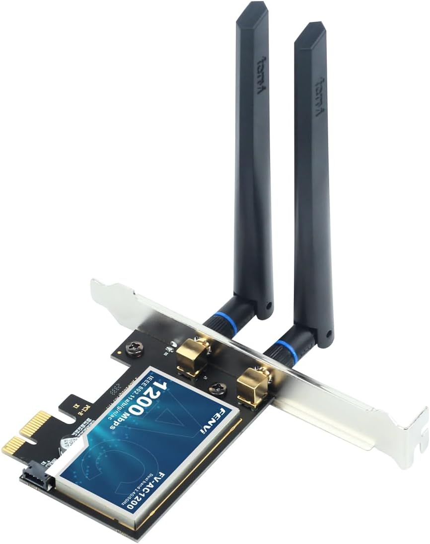 F FENVI AC1200 2.4GHz 5GHz 4.0, 11/10/8/7 FENVI Wireless WiFi PCIe Card for Desktop PC, Dual Band & with Bluetooth Low