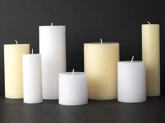 tag Chapel 4X4 White Pillar Paraffin Wax Candle Unscented Drip-Free Long Burning 75 Hours For Home Decor Wedding Parties Dining Dinner Kitchen Table Tabletop Living Room End Table Decor Decoration 4x4