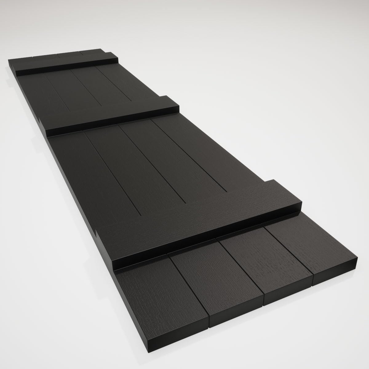 Ekena Millwork Lifetime Vinyl LJ4S14X07100BL Standard Four Board Joined, Board-n-Batten Vinyl Shutters, w/Installation Shutter-Lok's & Matching Screws (Per Pair), 14"W x 71"H, Black