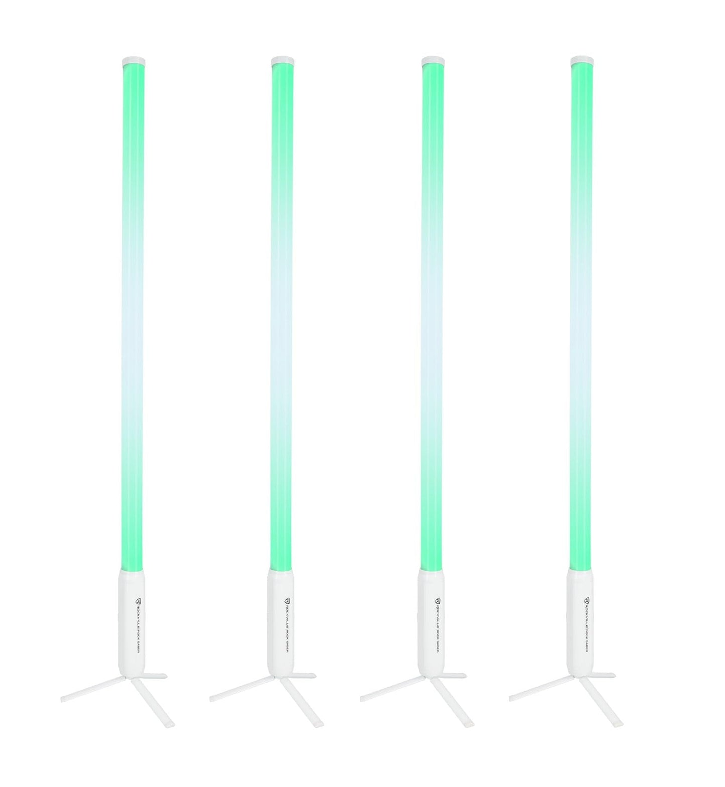 Rockville 4X Rock Saber White Wireless DMX DJ Tube Lights, 5ft, 23H Rechargeable Battery, 192 RGBWA LEDs, IP65 Indoor/Outdoor, App Control+Remote, Padded Bag, Floor Stand/Truss Mount
