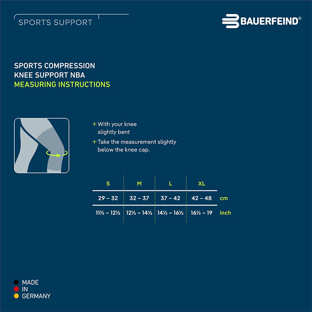 Bauerfeind Sports Compression Knee Support NBA - Lightweight Design with Gripping Zones for Basketball Knee Pain Relief & Performance with Team Designs (Black, L)