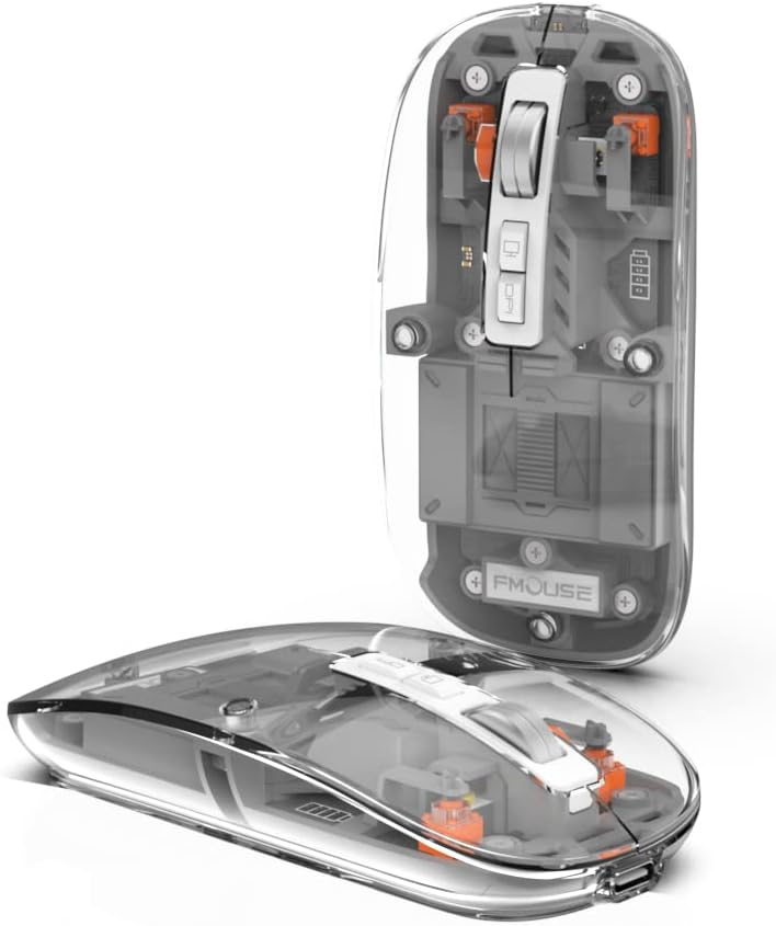 Razemate BT5.1/2.4G Transparent Wireless Mouse Bluetooth Mouse Rechargeable Mute Laptop Mice