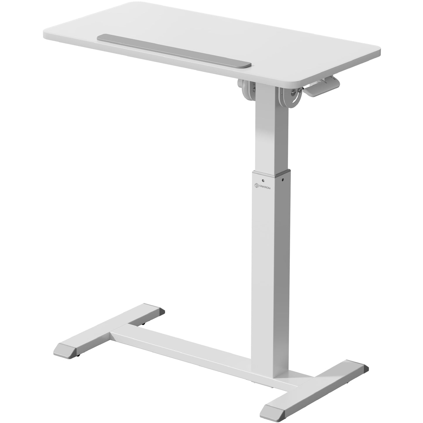 ONKRON Laptop Cart on Wheels, max Load 17.6 lbs, Small Rolling Table with Hidden Wheels, Mobile Standing Desk Adjustable Height, 90° Tilting Portable Workstation, Overbed Bedside Desk White