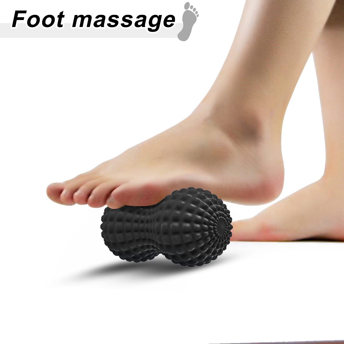 SELEWARE Peanut Massage Ball, Peanut Double Lacrosse Massage Roller Ball for Back Neck Shoulder Spine Legs Hips, Deep Tissue Peanut Roller Ball Trigger Point Muscle Massage Ball, Black