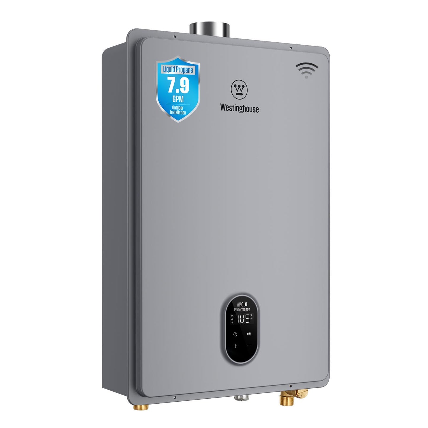 Westinghouse Smart Tankless Water Heater Propane Indoor, 7.9 GPM 180,000 BTU, WiFi App Control, ±1°F Temp Stability, Non-Condensing Whole Home Instant Hot Water Heater for 3-5 Fixtures