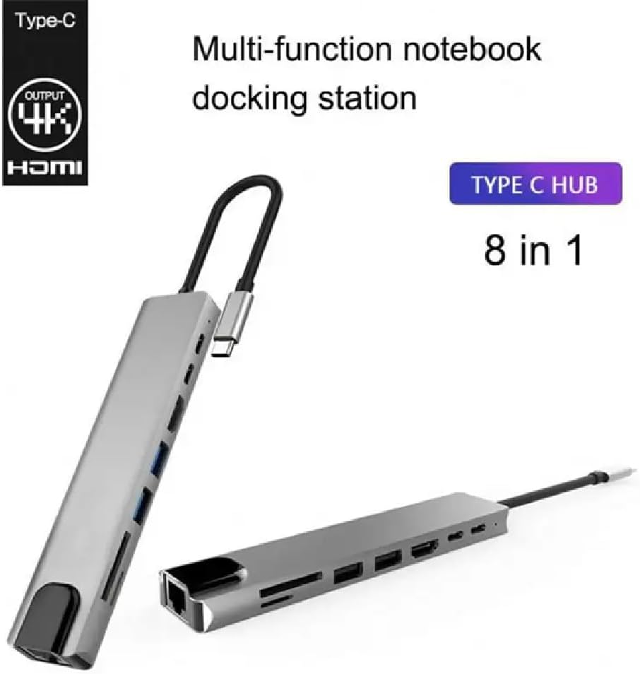 Generic 8 1 4K@60Hz, RJ45 Ethernet,100W 2 USB C Hub Docking Station, in Type C Hub USB C Dongle with HDMI Power
