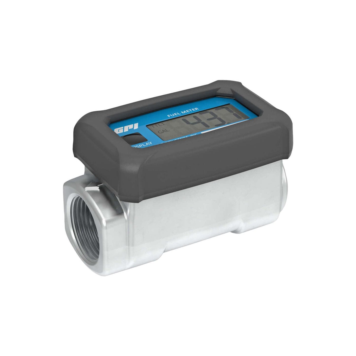 GPI - 01A Series Turbine Flow Meter for Fuel, Aluminum Body with Battery Powered Digital Display, 3-30 GPM (113255-1)