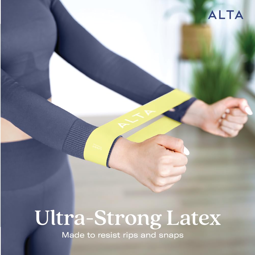 ALTA Mini Loop Bands for Exercise - Premium Durable Latex - Small Resistance Bands for Women, Booty Bands for Working Out, Leg Stretch Loops for Physical Therapy, Pilates Exercise Mini Bands Set