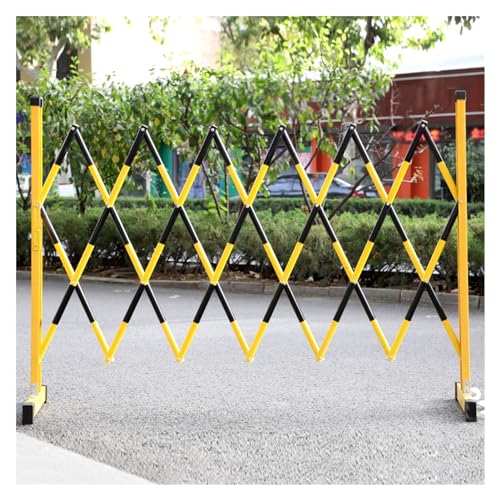 Retractable Traffic Barricade Folding Door,Portable Industrial Expandable Barricade Safety Fence Gate for Outdoor Road Construction Flexible Folding Driveway Barrier-Black+Yellow-3.9FTx6.6FT