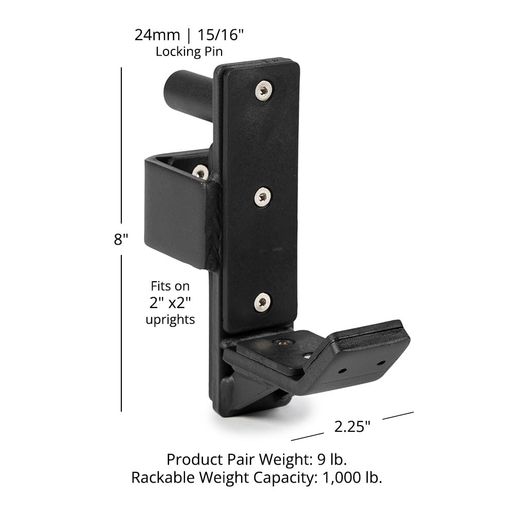 Titan Fitness T-2 Series Power Rack J-Hooks, 1000 LB Capacity, Fits 2" x 2" Rack Uprights with 26mm Holes, UHMW Protective Liners, Barbell Holder for Squat & Bench Press
