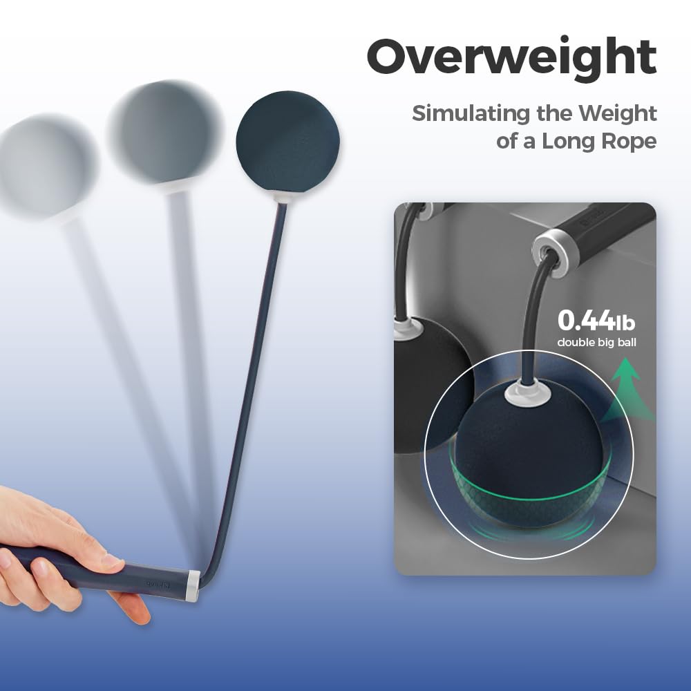 Keep 2-in-1 Weighted Jump Rope for Fitness, Cordless Ropeless Skipping Rope with 65mm Weighted Balls & Adjustable 3M Rope, Indoor Cardio Workout Rope for Home Gym, Men & Women - Dark Night Blue