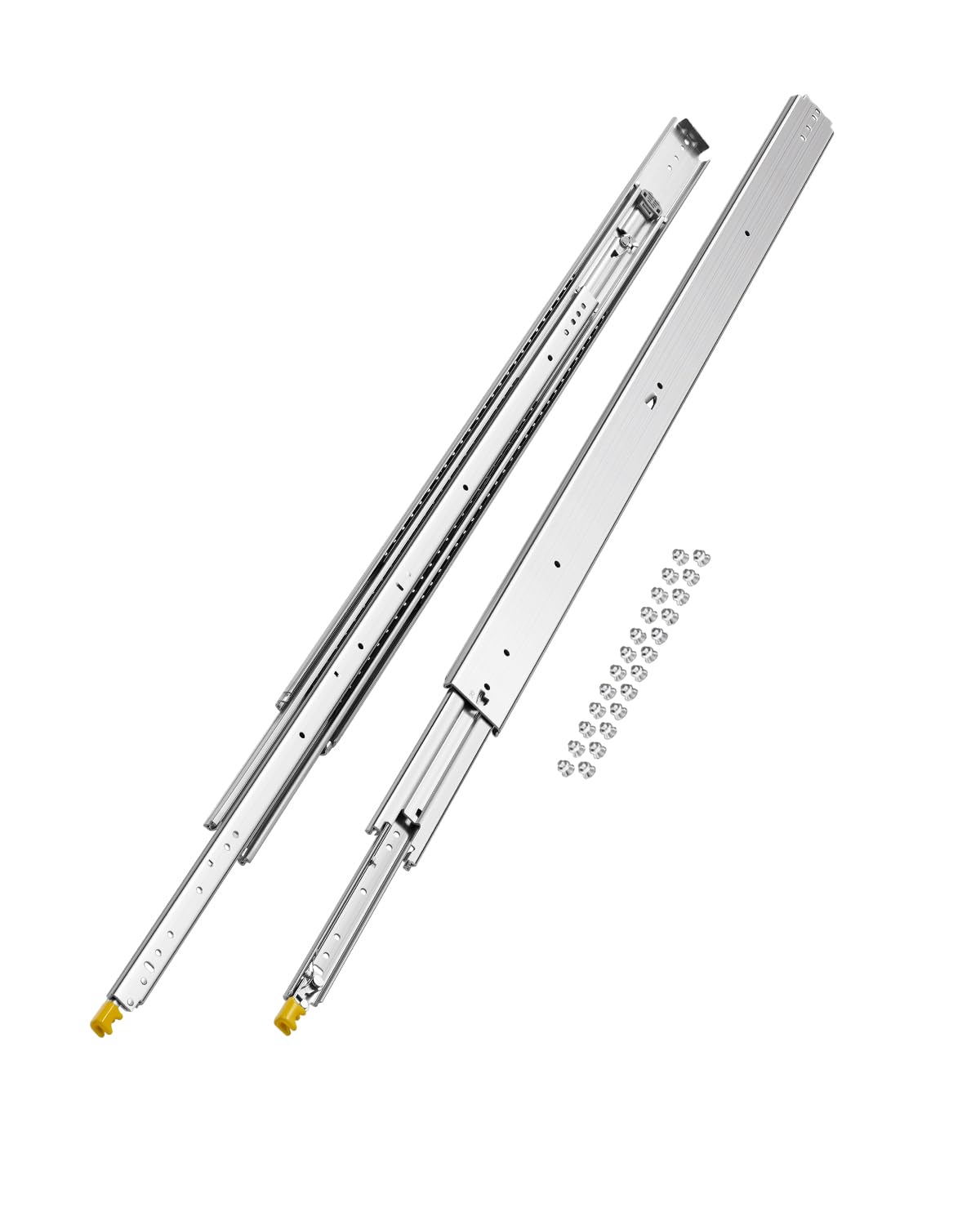 VEVOR Heavy Duty Drawer Slides 52 Inch 500 lb, 1 Pair Full Extension Side Mount Ball Bearing Rails with Dual Lock for Industrial Cabinets Tool Chests and Workbenches