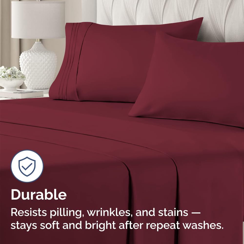 Skiennix Body Pillowcases Set of 2 | Soft 20x54 Long Pillow Covers for Side Sleepers - Burgundy, Wrinkle-Free & Machine Washable