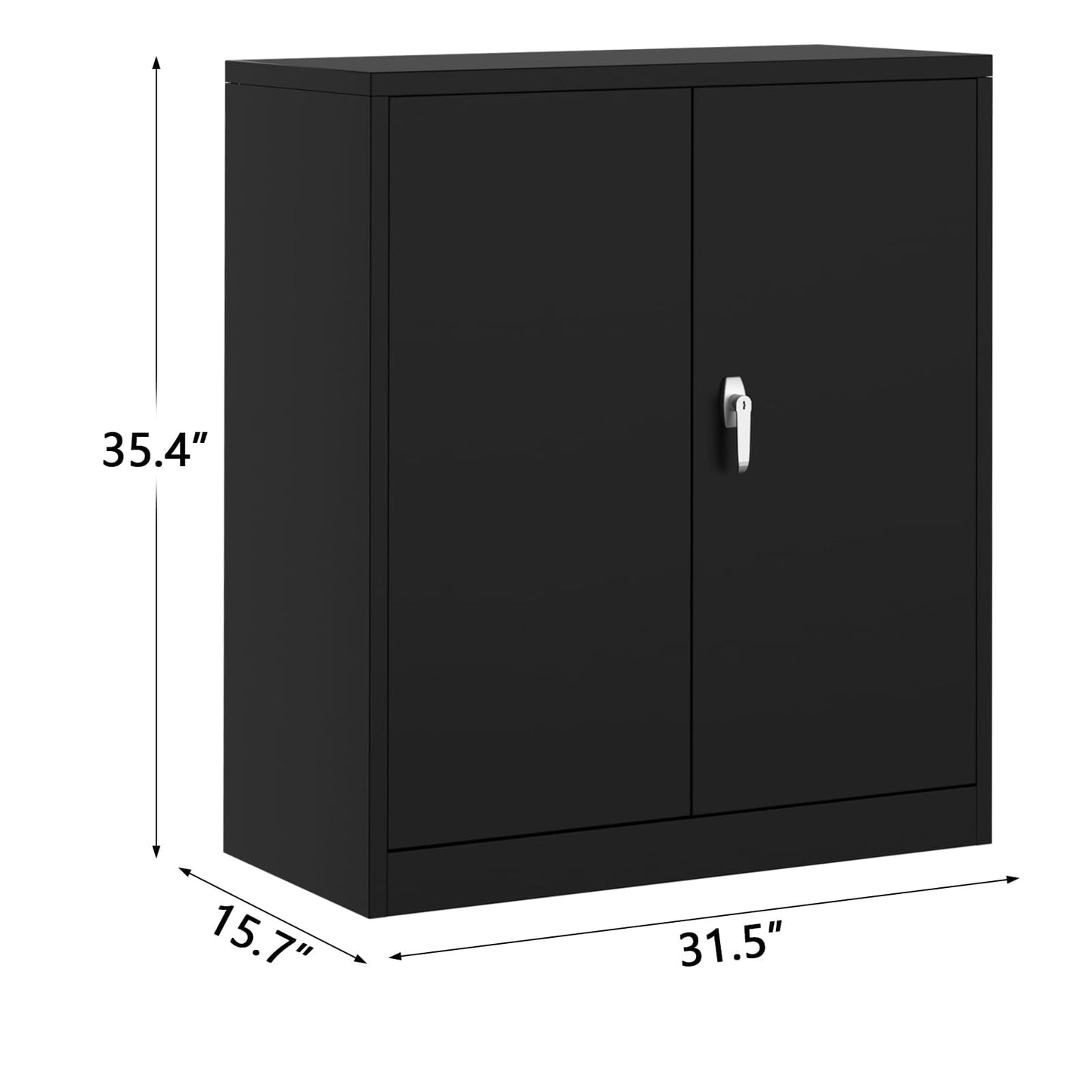 Wall Cabinet Metal Storage Cabinet with Lockable Double Doors, Adjustable Shelves, Heavy Duty Steel Garage Cabinet, Rust-Resistant Hanging Cabinets for Home, Office, Utility Room, Easy Assembly, Black