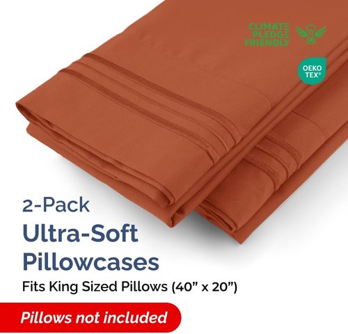 King Pillow Cases by [Brand Name] - Ultra Soft Hotel Quality Covers | Comfy, Wrinkle-Free, 2-Piece Set in Terracotta