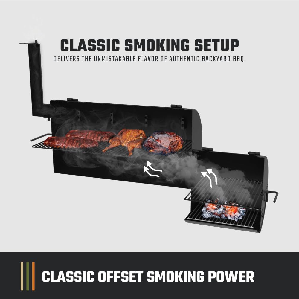 Oklahoma Joe's Highland Offset Charcoal Smoker and Grill with 900 sq. in. Cooking Area in Black