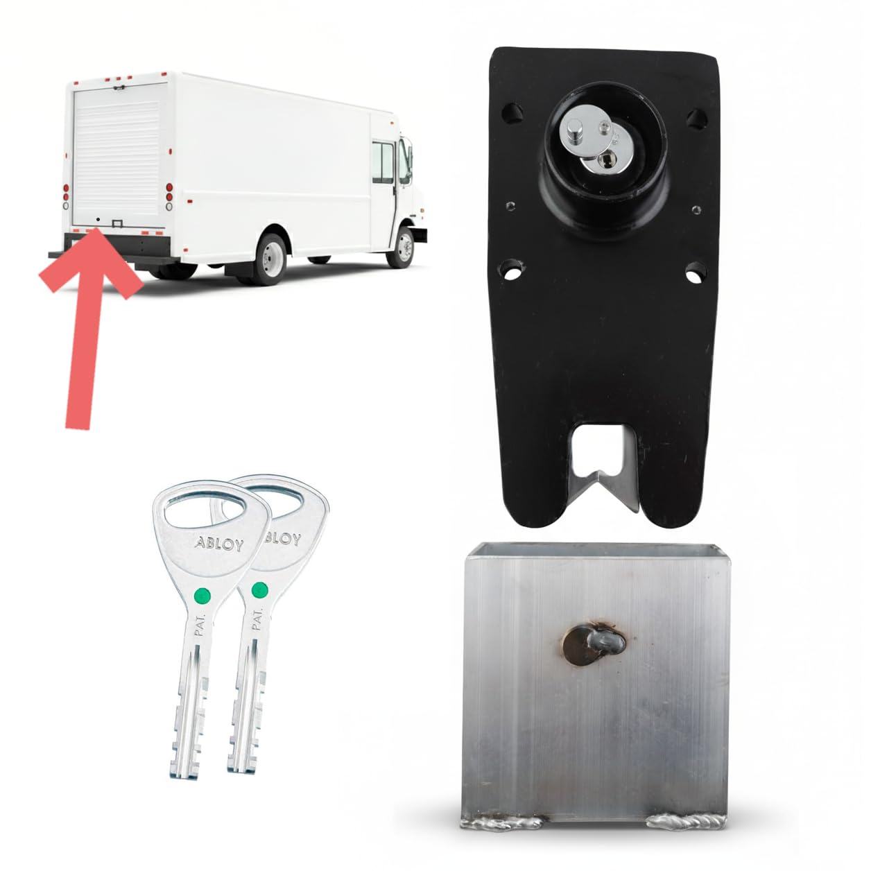 ENFORCER 8050 Roll-Up Door Lock, Automatic Slam Lock with Steel Boot and ABLOY Cylinder for Trailer, Box Truck and Cargo Door Security