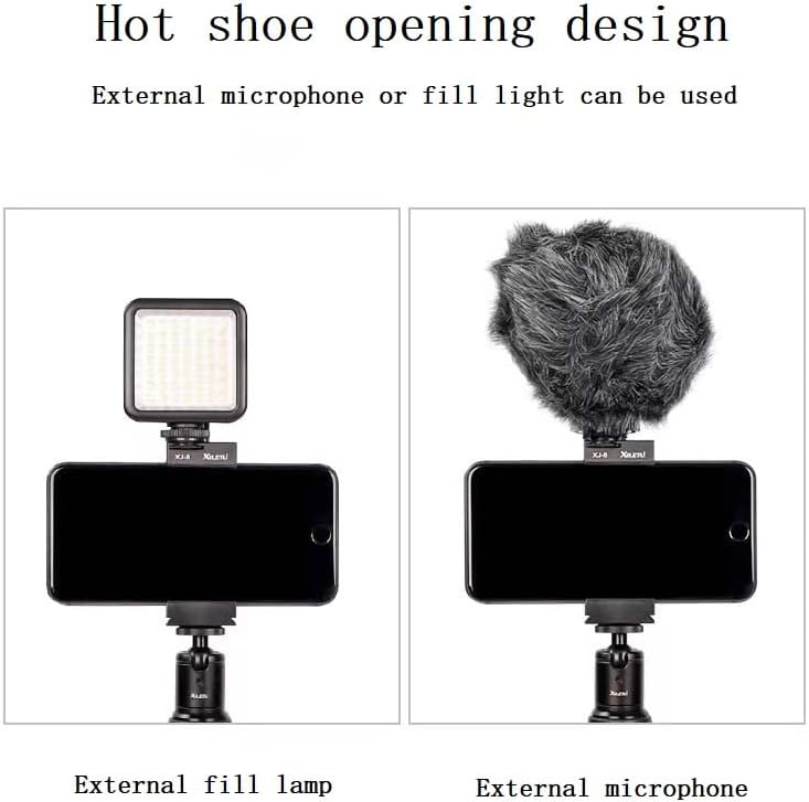 3 1/4" Port,360Rotation Aluminum Metal Phone Tripod Mount with Cold Shoes & Arca Cell Phone Tripod Adapter for Phone