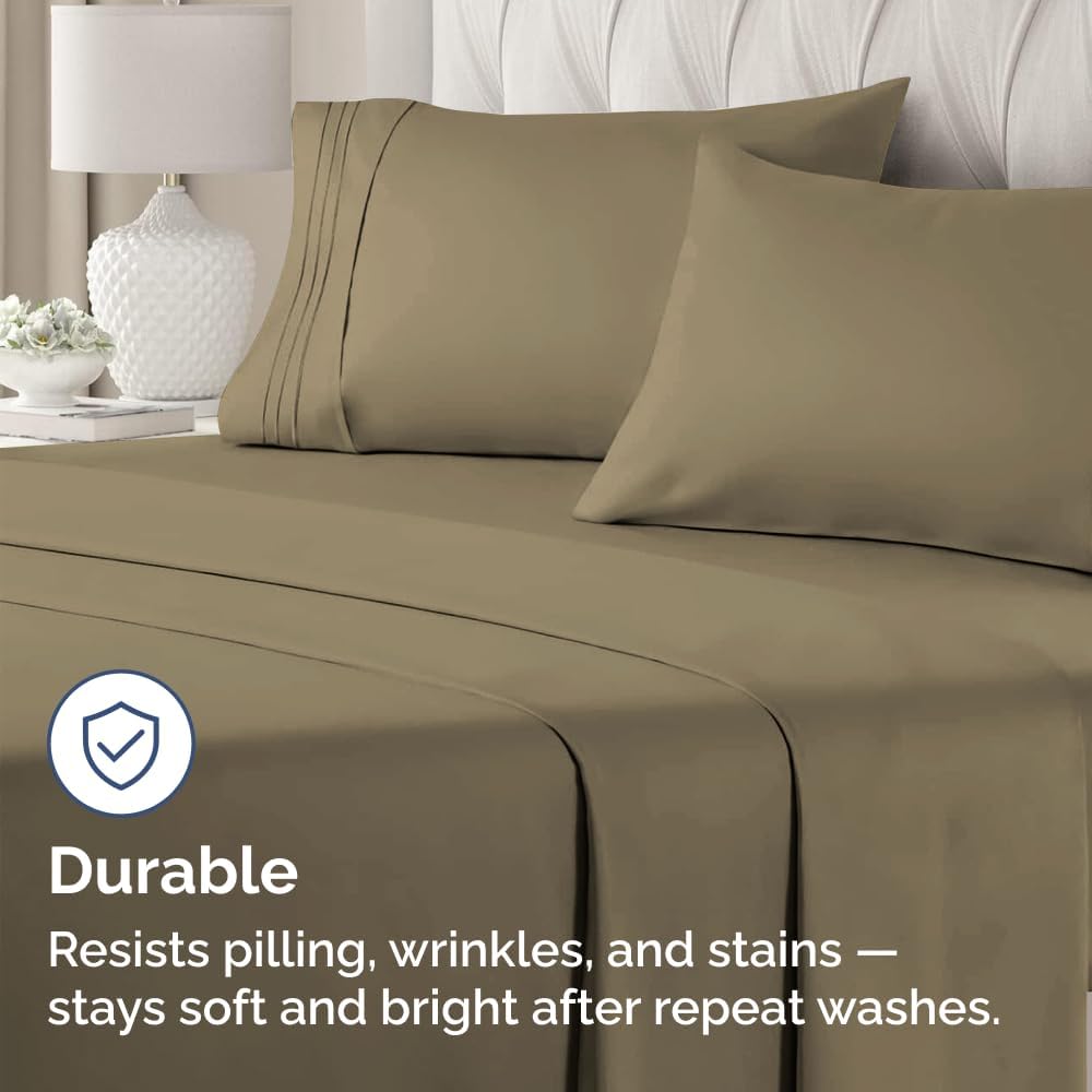 Skiennix Standard Pillow Cases Set of 4 - Ultra Soft Hotel Quality Covers - Machine Washable Khaki