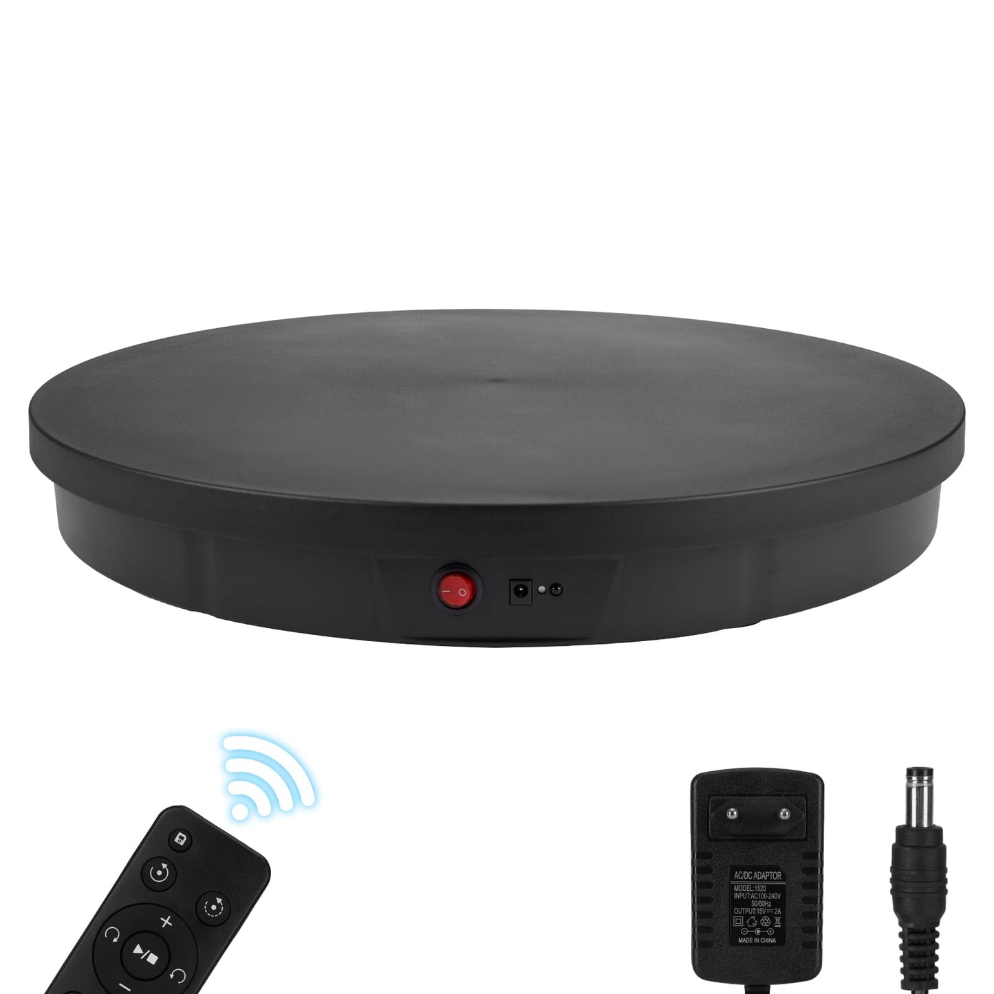 Motorized Rotating Display Stand, 360 Degree Automatic Rotating Display Stand, Angle Speed Adjustabl Turntable for Big Size Products Potography Live Video Show Black/ 20.5inch /330Lbs Load/Wired